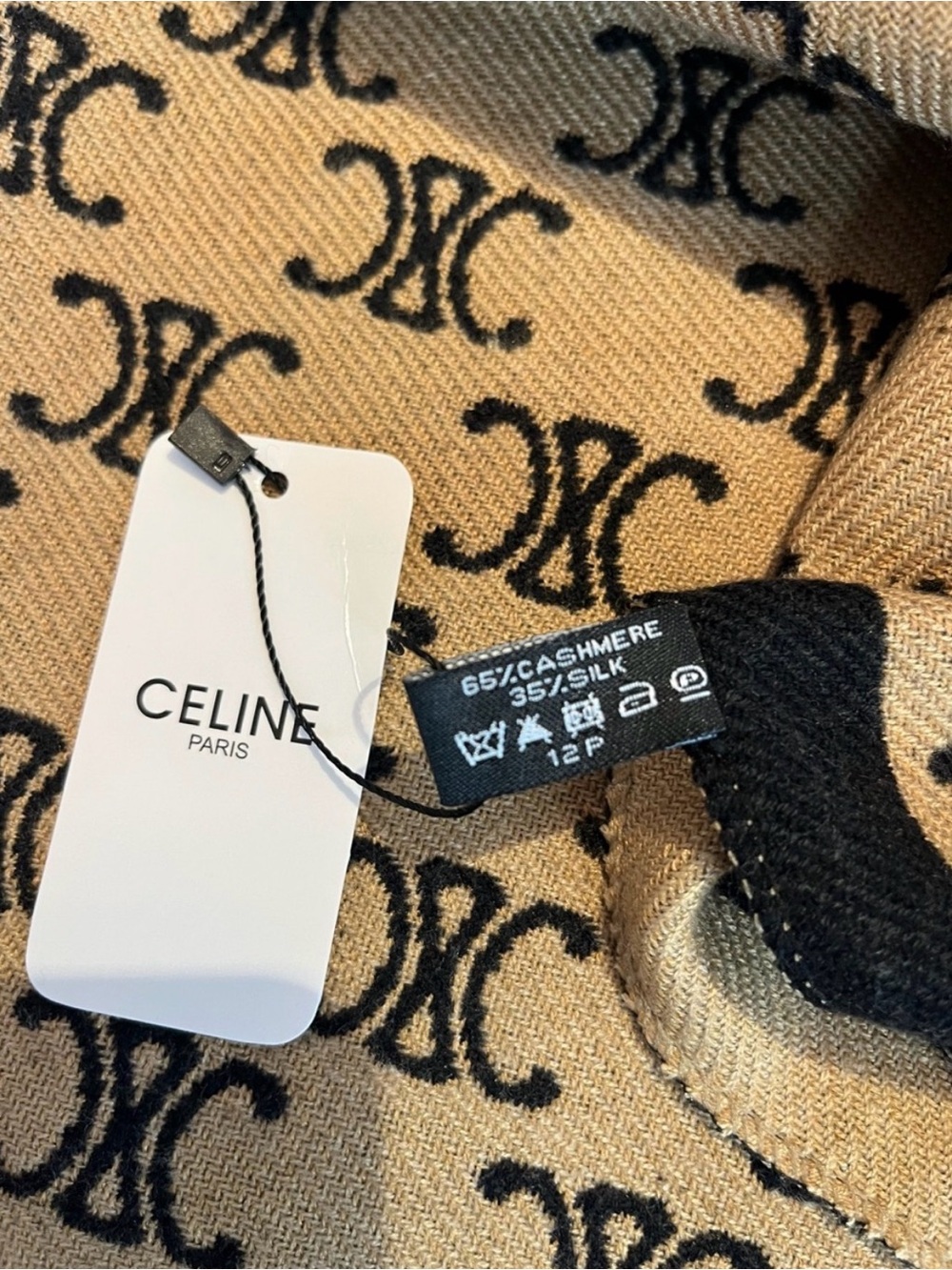 New Cashmere Silk Blend Double Sided Monogram Fringe Oversized Shawl Wrap 72x26 - Picture 10 of 10